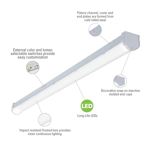 Lámpara de tira LED Metalux 4 ft Lumen Selectable blanca miniatura 4