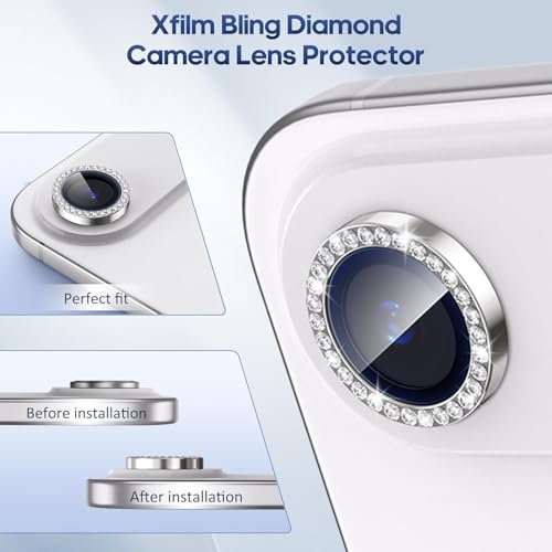 Image of CLITZ for iPhone 17 Air Camera Lens Protector Bling, Individual Diamond Metal Ring with 9H Hardness, Scratch-Proof Camera Screen Protector, Stylish Accessories, Case Friendly (Silver)