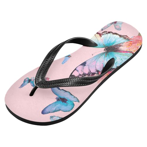 Burbuja Butterflies Flowers Flip Flops for Women Men, Soft Thong Sandals Rubber Slippers for Pool Beach Essentials2