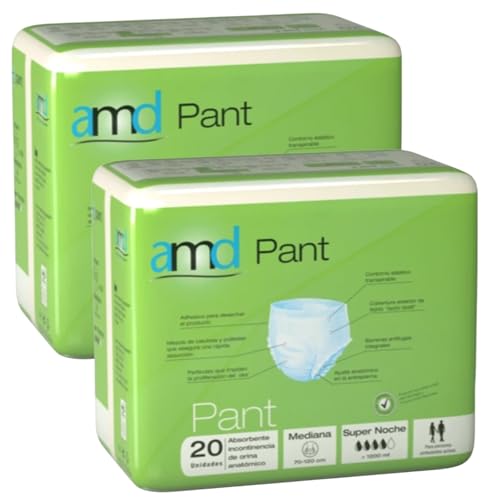 Pañales Adulto Pack 40 Uds. Braga Pañal Adulto Noche. Braga Pañal Desechables. Pañales para Adultos Absorción Máxima. Absorción de +1200ml (40ud, Talla M (Cintura 70-120cm)))