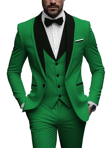 Men's 3 Piece Suit Slim Fit Tuxedo for Men One Button Shawl Lapel Blazer Jacket Vest Pants for Wedding Suits Prom