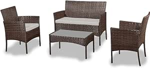 BUYEREMPIRE Garden Furniture Set 4 Piece Outdoor Rattan Sofa Coffee