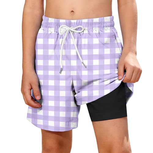 Pantalones cortos de natación 2 en 1 para niños, pantalones cortos de playa para niños, pantalones cortos casuales de verano con cordón, secado rápido, ligeros, protección solar, deportes, surf