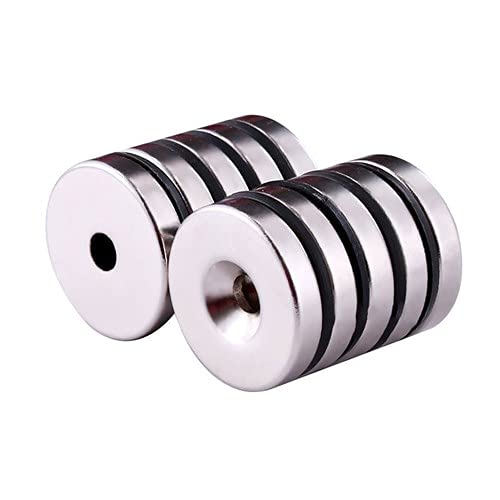 Dia: 25mm x 5mm Countersunk: 6mm Pack of 10pcs Neodymium Super Strong Rare Earth Disc Permanet Magnets N50 for Industrial, Equipment,Home