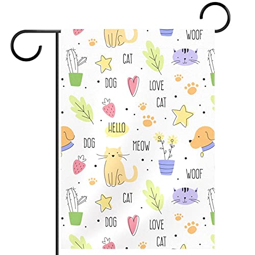Bandera de jardín de doble cara hecha en poliéster pongee resistente con estampado de gatos