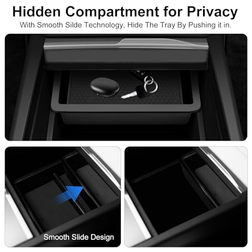 Image of Weize 2025 2026 Tesla Model Y Juniper All Weather Cargo Liner Floor Mats 9 PCS & Double Layer Center Console Organizer 4 PCS, Full Coverage Tesla Interior Accessories Kit(Not for Standard)