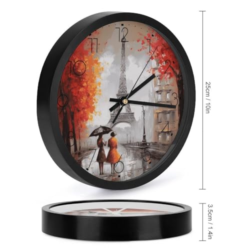 Horloge murale à quartz silencieuse noire de 25,4 cm pour la maison - 3