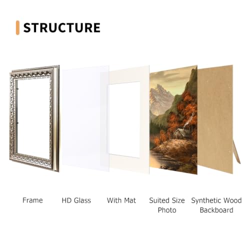 Image of 11x14 Vintage Picture Frames,Antique Picture Frames with White Mat for 8x10 Picture, Ornate Frames for Wall Decor,4 Pack,Silver