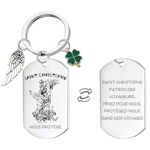 YZLPLP Porte-clés Saint Christophe Protection du Voyageur,Porte Clé St Christophe - Médaille de Protection Catholique Cadeau - Idée Cadeau pour...