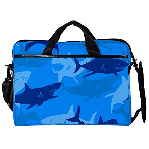 Sacoche à bandoulière pour ordinateur portable 14"-15.4" motif requin bleu