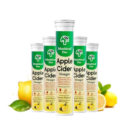 Mushleaf Apple Cider Vinegar tablets Combo (Lemon Flavour) 100 Effervescent Tablets - ACV Tablets No Added Sugar | Easy To Consume | 100% Vegan | Gluten Free | Weight Management & Metabolism (Pack of 5) (B0CVS4F3WY) Amazon Price History, Amazon Price Tracker