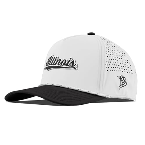 Branded Bills Officially Licensed x Fighting Illini White/Black Curved 5-Panel Vintage Illinois Script College Collection PVC