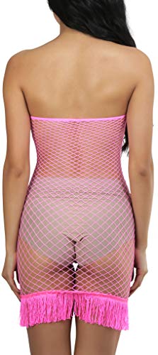 Image of ToBeInStyle Women's Stretch See Through Fishnet Novelty Mini Rave Party Dress