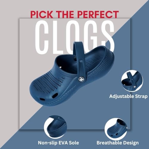 Image of Men's Classic Casual Clogs | Adjustable Back Strap for Adults| Sandals with Soft Touch Fit | Comfortable & Light Weight | Stylish & Anti-Skid | Waterproof & Daily Use for Gents