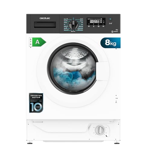 Cecotec Lavadora 8Kg Integrable Bolero DressCode 840 BI Inverter A. 1400RPM Máximas Regulables, 16 Programas, Bajo Consumo, Motor Inverter Plus, SteamMax, Delay Start, Aclarado Extra