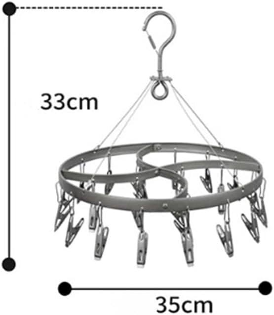 Socks Dryer Round Household Multi-Clip Aluminium Hanger 24 Clips for Sock,Towels,Bras(Gold)