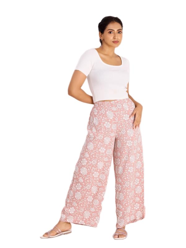 Image of GO COLORS Soft Viscose Printed Palazzo Full Length for Women| Breathable, Mid Rise