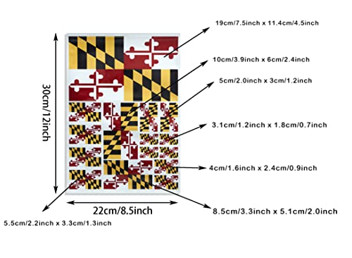 Image of CANTENDO 3Pack Maryland Flag Decal - Maryland Flags Reflective Vinyl Car Stickers - for Car Window Bumper Waterproof Sticker (12 x 8.5 Inch)