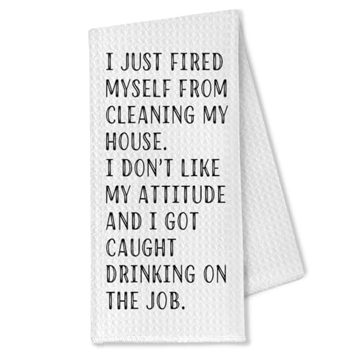 OTOUO Funny Kitchen Towels, Dish Towels with Saying, Funny Kitchen Gifts for Women Mom Friend, 16x24 Inches