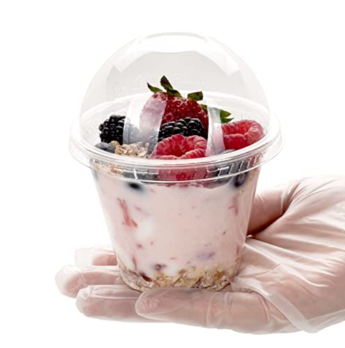 Image of Golden Apple Cup series, 9oz Clear Plastic cups with Dome lids no hole 50sets, BPA Free
