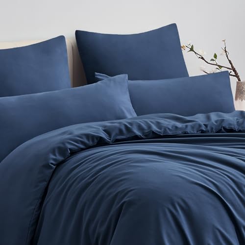 Aisbo Bettwäsche 200x220 3teilig Blau - Mikrofaser Bettwäsche-Sets Marine Blau mit Reißverschluss… – Ansicht 5