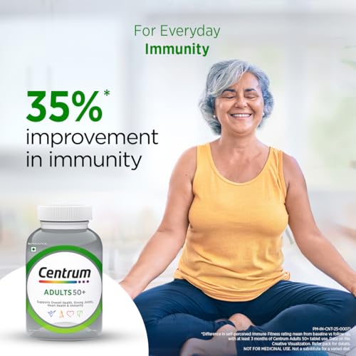 Image of Centrum Adult 50+, World's No.1 Multivitamin with Calcium, Vitamin D3 & 21 other Nutrients for Overall Health, Strong Joints & Heart Health (Veg) 30 Tablets