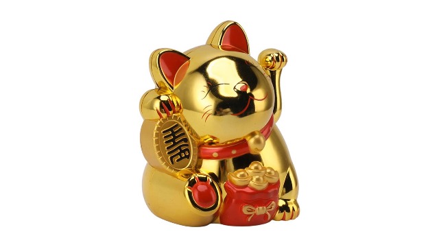 Gato de la Suerte con Brazo Móvil 5.5in Color Dorado miniatura 7