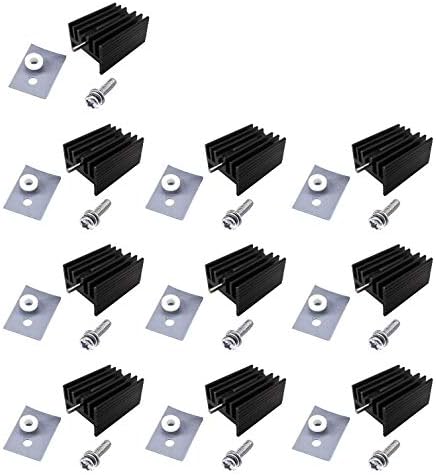 Easycargo 10 Packs TO-220 Heatsink + Insulator/Mounting Kits for LM317 LM317t L7805 L7812 L78XX Voltage Regulator, IRF Z44N 3205 520N 630 1404 MOSFET Transistor (20mm x 15mm x 11mm)