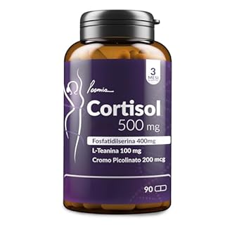 CORTISOL Abbassare il Cortisolo 500mg Fosfatidilserina 400mg + L-Teanina 100mg + Cromo Picolinato Integratore Memoria e Concentrazione 90 Capsule Poemia