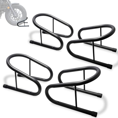 Image of 6.5 inch Removable Dirt Bike Wheel Chock w /Mount Kit,6 1 /2 in. Wide Motorcycle Trailer Locking Wheel Chock Tire Holder,Pack of 4,Black