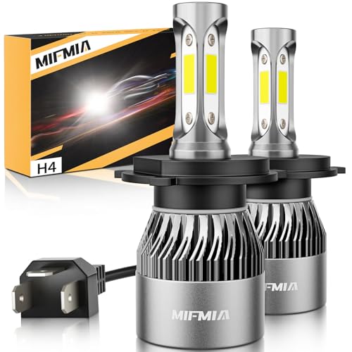 MIFMIA H4 LED Bulb, 40000LM 800% Brighter, Backup HB2 9003 Bulb 6000K Cool White, IP68 Waterproof Plug and Play, Pack of 2, Interior Lights License Plate Lights