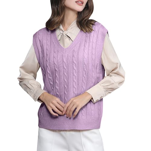Suéter para mujer sin mangas chaleco de punto con rombos de talla grande XXL