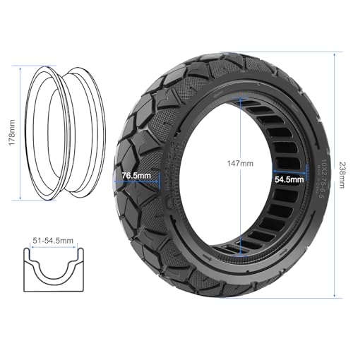 VOLOHAS 10x2,75-6,5 Vollreifen 10x2,70-6,5 Solide Reifen für Hitway H5/HB24/Hiboy Max3/Speedway 5/KuKirin G3/G2 Master Elektroroller 10 Zoll Vollgummireifen Hochelastischer Ersatzreifen (2 Stück)