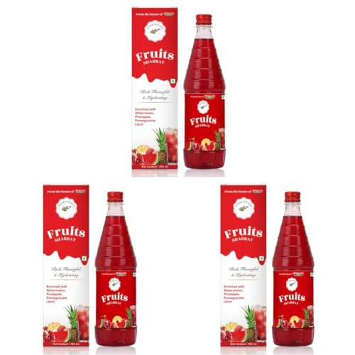 Image of Baidyanath Ayurvedant Fruit Sharbat - 750 ML - Refreshing Natural Beverage Mix Rich in Vitamins & Antioxidants for Summer Hydration (Pack of 3)