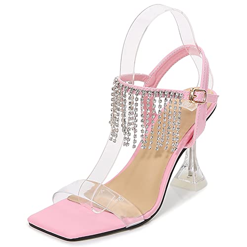 Sandales pour femmes avec strass et bride cheville rose taille 39