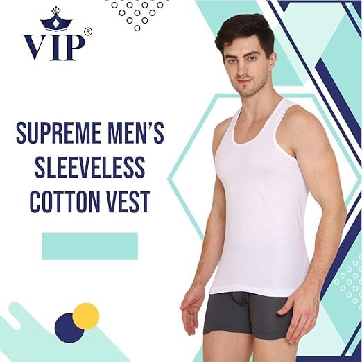 Image of VIP Men's Vest (Pack of 5) (Supreme RN PO5 White 90 White 90 cm)