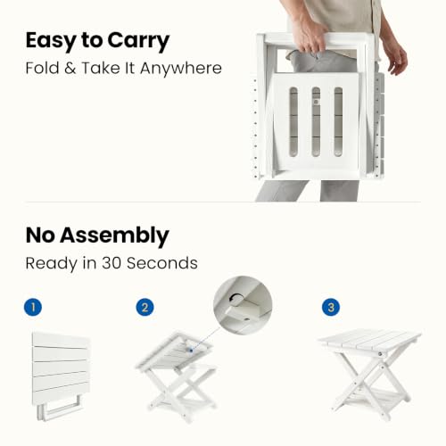 Image of 2-Tier Folding Outdoor Side Table, Heavy Duty HDPE Patio End Table