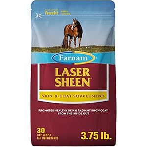 Farnam Laser Sheen Skin & Coat Supplement for Horses, Promotes Healthy Skin & Radiant Coat from The Inside Out, 3.75 Pounds 30 Day Supply