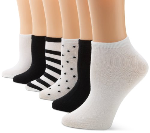 K. Bell Socks Women's 6-Pack Dots Assorted No Show Socks, Multi, 9-11