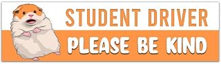 NEW [Weather & Water Proof] Cute Hamster Meme Bumper Sticker | Nervous Anxious | Student Driver | New Driver | Car Decal | Funny Car Sticker [00012]