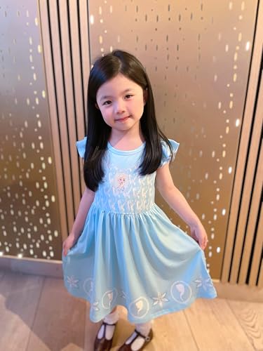 Image of Disney Frozen Elsa Princess Minnie Mouse Stitch Toddler Girl Dresses 2 Pack Short Ruffle Sleeve Costume Set Outfit 2-13 Years