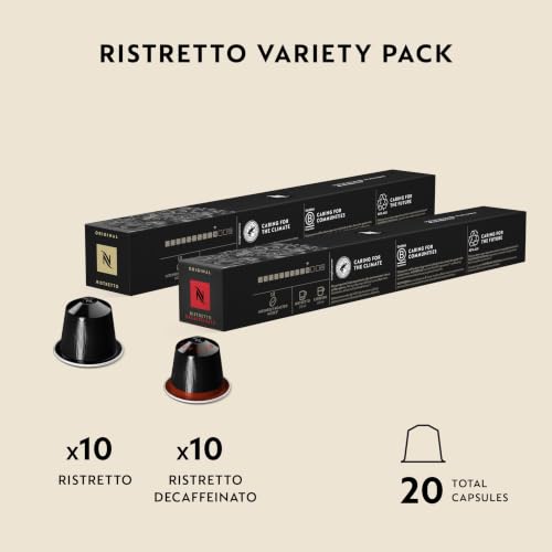 Image of Nespresso Capsules Original, Ristretto Variety Pack, Dark Roast Espresso Coffee, 20 - Count (Pack of 1) Coffee Pods