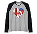 Inglese Nord Corea Bandiera Cuore Maglia con Maniche Raglan
