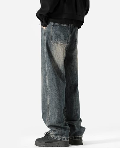 Men's Regular Fit Straight Leg Jeans Casual Drawstring Elastic Waist Denim Pants Lightweight Denim Trouser2