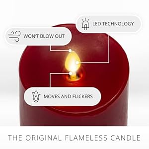 Luminararealisticflamelessledcandleburgundysetof3batteryoperatedwithremotecontrolmovingflamepillartimerfuntionmeltedtopsafe Urban Country Home Decor Luminara realistic flameless led candle burgundy set of 3 battery operated with remote control moving flame pillar timer funtion melted top safe urban country home decor