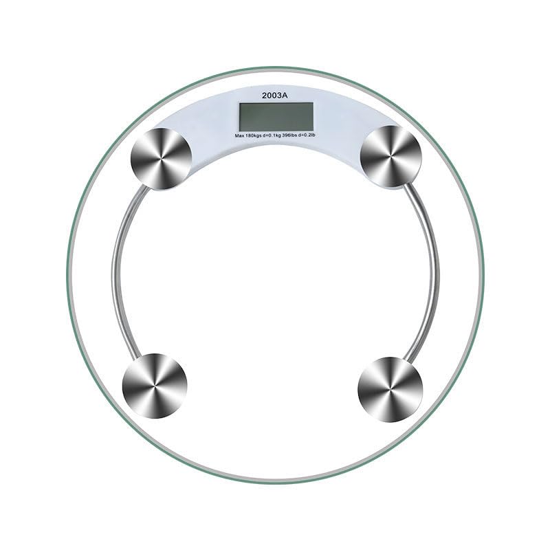 LCD Electronic Weighing Scale 180kg Glass Digital Body Weight Portable 33cm Diameter Home Bathroom Body Scales
