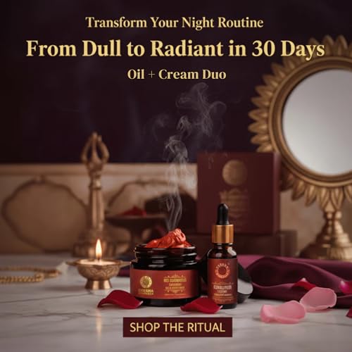 Image of SHESHA AYURVEDA Combo of Red Sandalwood Skin Brightening & Night Repair Cream and Ayurvedic Kumkumadi Thailam | Hydrating anti-aging and radiant skin 50gm+5ml