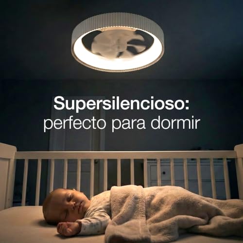 BRISANOVA ARMOR Ventilador de Techo con Luz LED, 7 Aspas, Silencioso, Mando a Distancia, 6 Velocidades y 3 Modos de Luz, Bajo Consumo, Modo Verano/Invierno, Instalación sencilla, Dormitorio/Salón