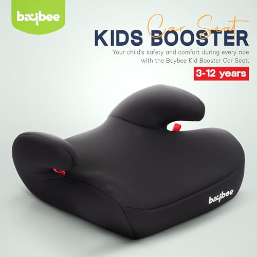 Image of Baybee Premium Booster Car Seat for Kids Aged 3-12 Years Comfortable & Lightweight Travel Seat | Portable Child Safety Seat with Belt Guide for Cars (Black)