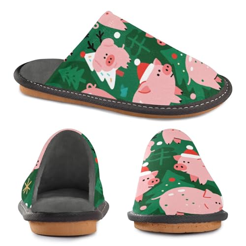 Slippers for Women Pig Pattern with Christmas Soft Fuzzy Women's Slippers Indoor and Outdoor Shoes2